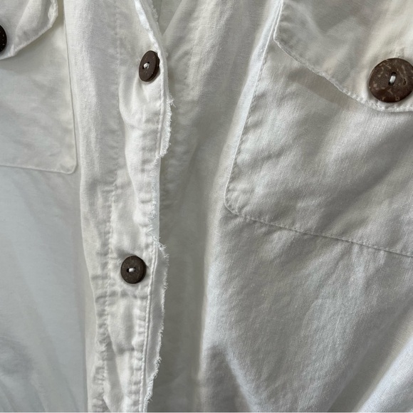 [m] Free People Boho White Brown Button Cotton Linen Blend Body Suit Women’s - Picture 7 of 13